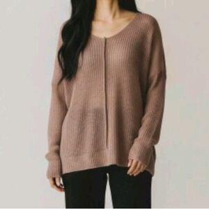 Lulus Sweater Small Eloise Dusty Rose Pink Loose Knit Dolman Oversized Lagenlook